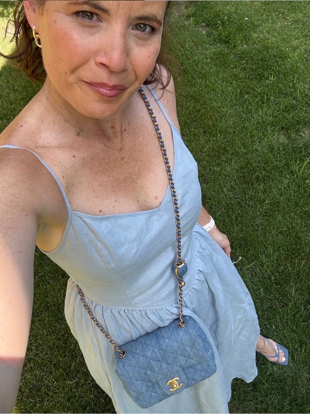 Aritzia Light Blue Linen Midi Dress